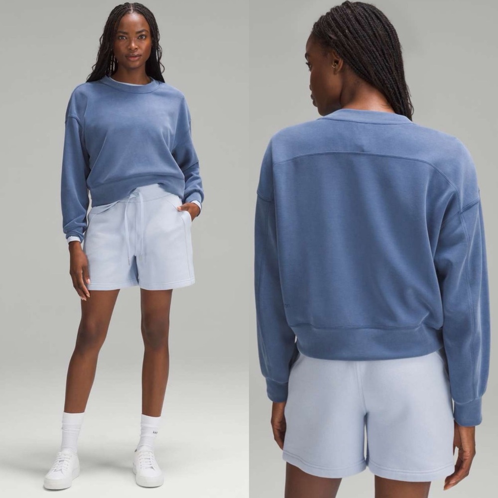 Lululemon Softstreme Perfectly Oversized Cropped Crew, Pitch Blue, 4